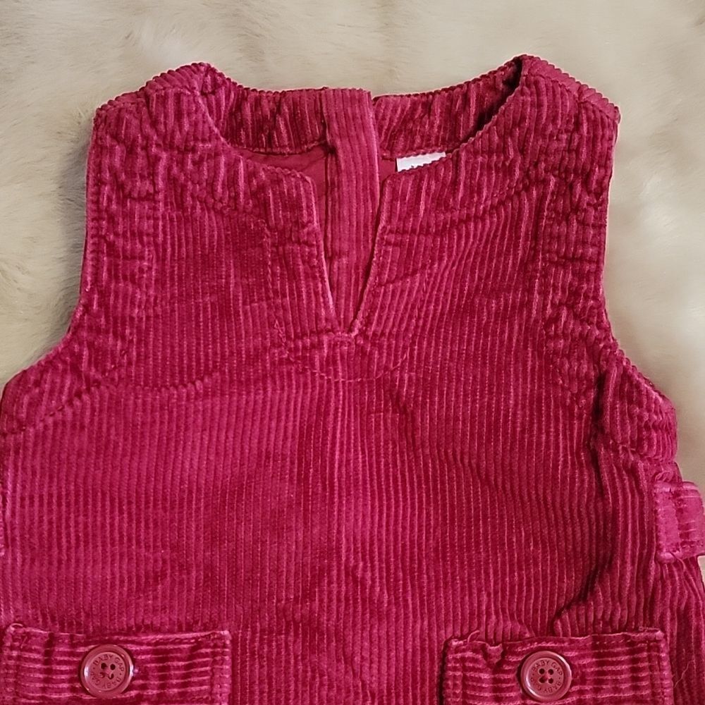 GAP 2-PIECE RED CORDUROY JUMPER DRESS WITH BLOOMERS, SIZE 6-12 MONTHS - Picture 3 of 11